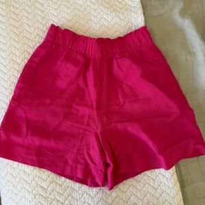 H&M Women's Pink High Rise Linen Shorts